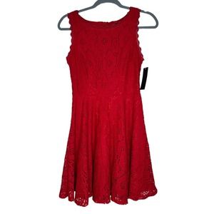 City Studio NWT Junior Size 3 Red Lace Dress Fit & Flare Lined Party Dress B80